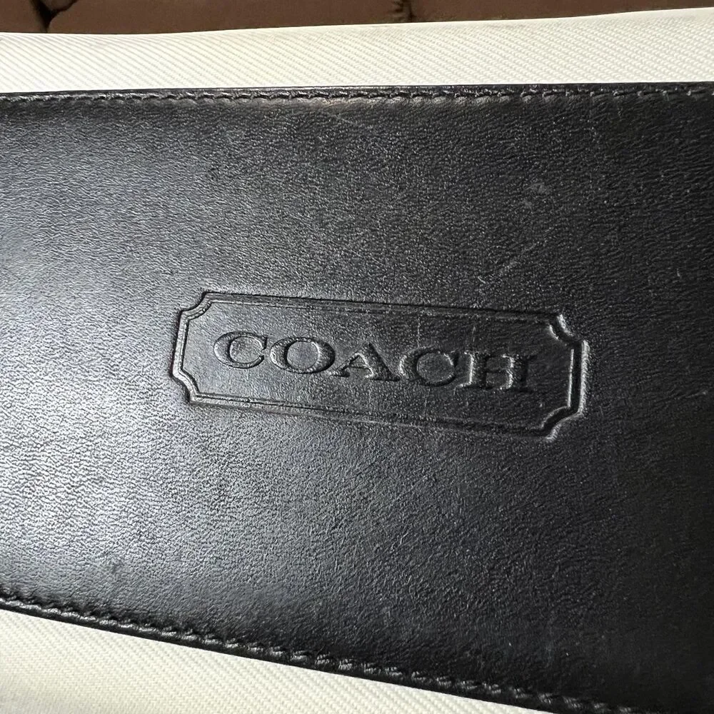 Coach Tote Bag Womens Medium White Canvas Black Leather Shoulder Purse L3J-7441